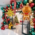 Decorations Christmas Balloons Garland Arch Red Metallic Gold With Gingerbread Man Stars Foil Balloon For Christmas Party Decor - Image 2