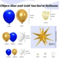 136PCS Royal Blue and Gold Balloon Arched Flower Ring Set for Anniversary Wedding, New Year's Birthday Party Decoration - Image 2
