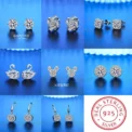 925 Sterling Silver Stud Earrings zircon For Women Fashion Exquisite Student Girlfriend Jewelry Accessories