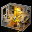 Wooden Miniature Sunshine Study DollHouse DIY Small House Kit Making Room Toys Assembly Building Model Doll House Toys For Kids