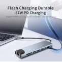 8in1 Type C Hub USB C 8 In 1 USB3.1 To 4K HDMI Adapter with RJ45 SD/TF Card Reader PD Fast Charge For Laptop Computer - Image 4