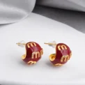 Korean new design fashion jewelry enamel letter M earrings elegant women's daily work accessories - Image 2