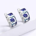 925 Silver Classic Creative Handmade Blue Enamel Earrings For Ladies Flower Shape Earrings Fashion Party Jewelry Women Earrings - Image 2