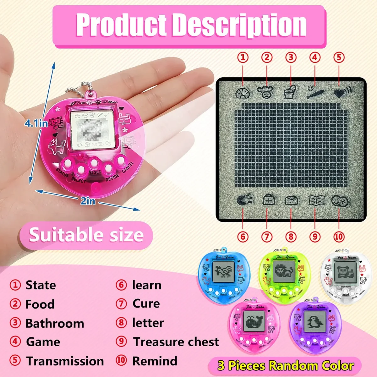 Kids Electronic Pets Game Tamagotchi Handheld Game Console Toy in Russian Original German Spanish Polish Virtual Digital Pet Toy - Image 2