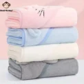 1-Piece Unisex Absorbent Fast Soft Hood Coral Fleece Warm Baby Bath Towel Baby Bathrobe Nightgown Baby Quilt Wrapped Bathroom - Image 3