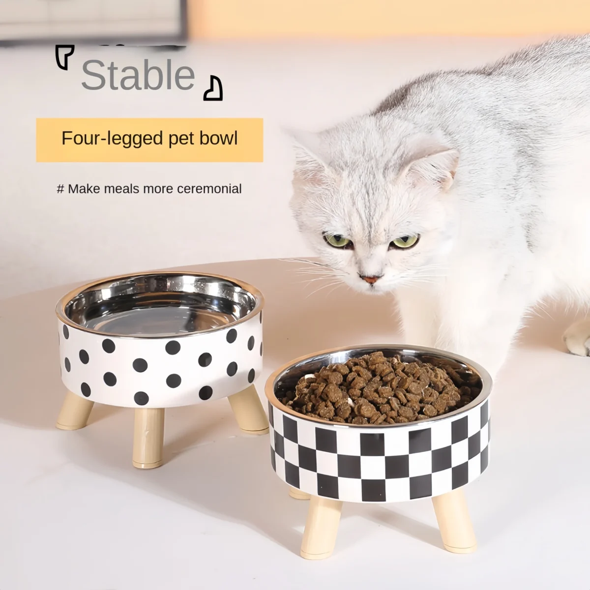 Elevated Cats Feeder Bowl Anti-choking Raised Cat Food Water Bowl With Stand Pet Feeding Drinking Supplies bowls for cats dogs - Image 1