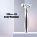 360 Rotate Silver Thin Face Full Body Shape Massager Lifting Wrinkle Remover 3D Roller Massager Facial Massage Relaxation Tools - Image 2