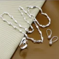 New Style 925 Sterling Silver 18 Inch Chain Drop Chain Necklace Necklace Bracelet Earrings Ring Set For Female Wedding Jewelry