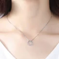 New Fashion 925 Sterling Silver Jewelry Round Zircon Pendants Necklaces Women Fine Semi Rhinestone Circle Clavicle Chain Choker - Image 5