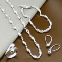 New Style 925 Sterling Silver 18 Inch Chain Drop Chain Necklace Necklace Bracelet Earrings Ring Set For Female Wedding Jewelry - Image 2
