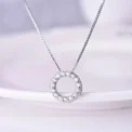 New Fashion 925 Sterling Silver Jewelry Round Zircon Pendants Necklaces Women Fine Semi Rhinestone Circle Clavicle Chain Choker - Image 2