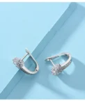 Fine Jewelry 925 Sterling Silver Earrings Inlaid With Zircon Crystal Flower Earrings Charm Jewelry For Women Gift Engagement Wed - Image 5