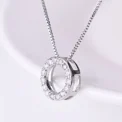 New Fashion 925 Sterling Silver Jewelry Round Zircon Pendants Necklaces Women Fine Semi Rhinestone Circle Clavicle Chain Choker - Image 3