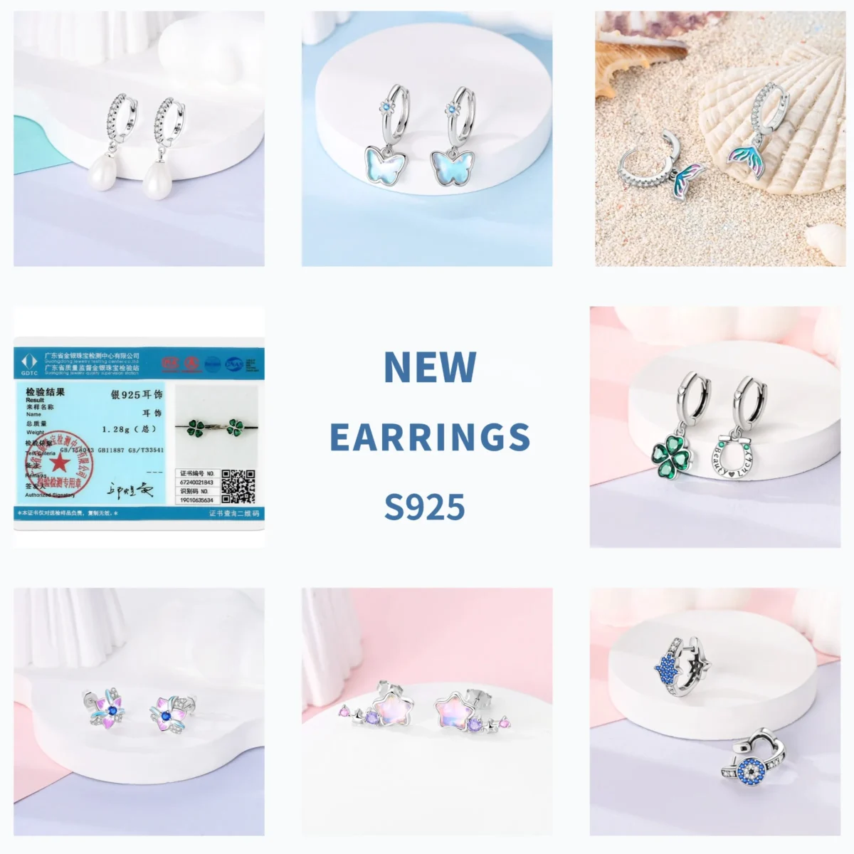 925 Sterling Silver Butterfly Zircon Earrings Rose Flower Stud Heart Print Animal Earrings Fashion For Women Gift Jewelry - Image 3