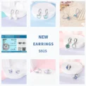 925 Sterling Silver Butterfly Zircon Earrings Rose Flower Stud Heart Print Animal Earrings Fashion For Women Gift Jewelry - Image 3