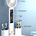 Rechargeable Table Lamp for Study, Desk Lamp Reading Light Led Table Light with Fan, Led Clock Dispaly Reading Lamp - Image 3
