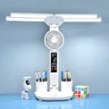 Rechargeable Table Lamp for Study, Desk Lamp Reading Light Led Table Light with Fan, Led Clock Dispaly Reading Lamp - Image 2