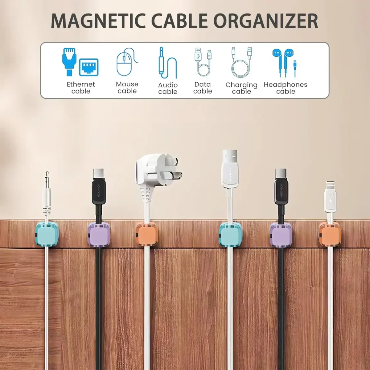 1/3/6PCS Magnetic Cable Organizer Cables Clips Adjustable Cord Holder Under Desk Cable Management Wire Keeper Organizer Holder - Image 5