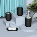 Wash Set Bathroom Decoration Accessories Lotion Bottle Soap Dish Mouthwash Cup Black Tray Household Bathroom Supplies - Image 2