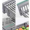Adjustable Dish Drainer Stainless Steel Telescopic Drain Rack Fruit Vegetable Kitchen Organizer Sink Drain Perfect for Most Sink - Image 5