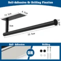 Stainless Steel Non-perforated Shelf Paper Towel Rack Kitchen Cling Film Storage Rack Wall-mounted Bathroom Roll Paper Rack - Image 3