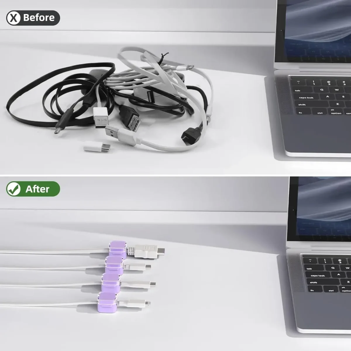 1/3/6PCS Magnetic Cable Organizer Cables Clips Adjustable Cord Holder Under Desk Cable Management Wire Keeper Organizer Holder - Image 2