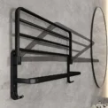 Matte Black 50CM Folding Holder With Hook Towel Holder Wall Mount AluminumTowel Rack - Image 4