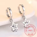925 Sterling Silver Crystal Star Charm Stud Earrings For Women  Grils Kids Wedding Gift Female pendientes mujer moda