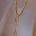 Design Sense Micro Setting Zircon D Letter Pendant Long Necklace Winter Sweater Chain Fashion Jewelry For Woman Girls Party Gift - Image 3