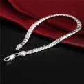 925 Sterling Silver Bracelet 6mm 18/20cm Flat Side Chain Lobster Clasp For Woman Man Wedding Engagement Jewelry - Image 3