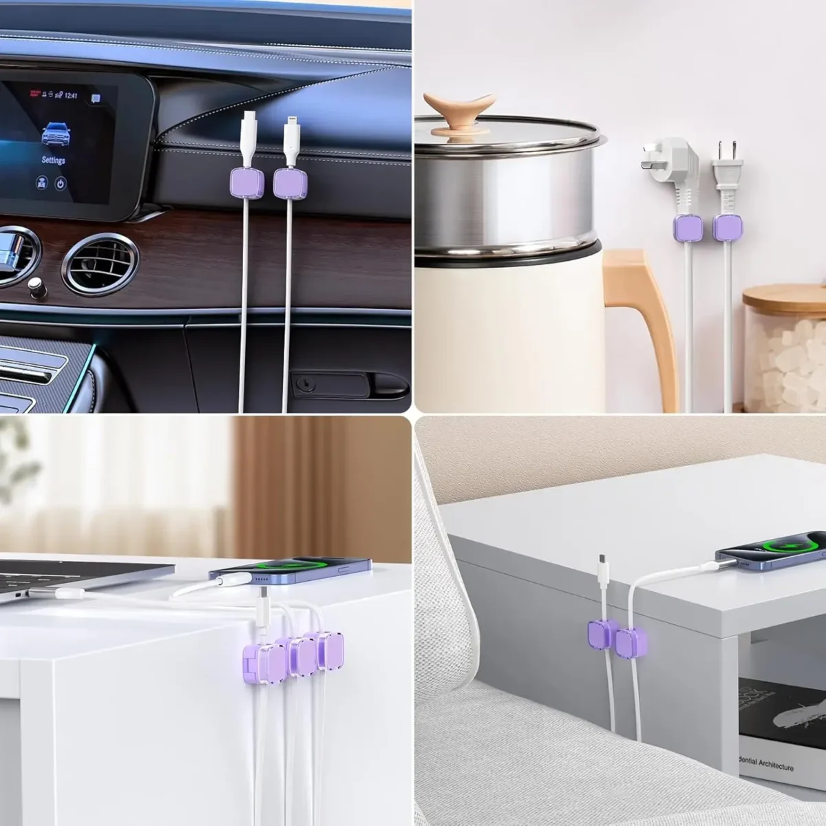 1/3/6PCS Magnetic Cable Organizer Cables Clips Adjustable Cord Holder Under Desk Cable Management Wire Keeper Organizer Holder - Image 3