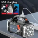 Portable Powerful USB Rechargeable Flashlight Solar LED Light With COB Work Light 4 Gear Charge Mobile Phone Camping Lamp - Image 4
