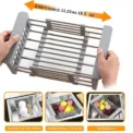 Adjustable Dish Drainer Stainless Steel Telescopic Drain Rack Fruit Vegetable Kitchen Organizer Sink Drain Perfect for Most Sink - Image 3
