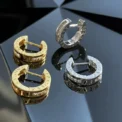 925 Sterling Silver Zircon Round Hoop Earrings for Women Party Minimalist Light Luxury Fashion Jewelry Trendy Accessories