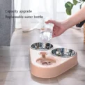 Dog And Cat Self-service Feeder Anti-knock Double Bowl Water Bottle Pet Supplies Stainless Steel Feeder Cat Drinking Fountain - Image 2