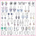 925 Sterling Silver Butterfly Zircon Earrings Rose Flower Stud Heart Print Animal Earrings Fashion For Women Gift Jewelry