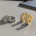925 Sterling Silver Zircon Round Hoop Earrings for Women Party Minimalist Light Luxury Fashion Jewelry Trendy Accessories - Image 6