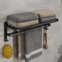Matte Black 50CM Folding Holder With Hook Towel Holder Wall Mount AluminumTowel Rack - Image 2