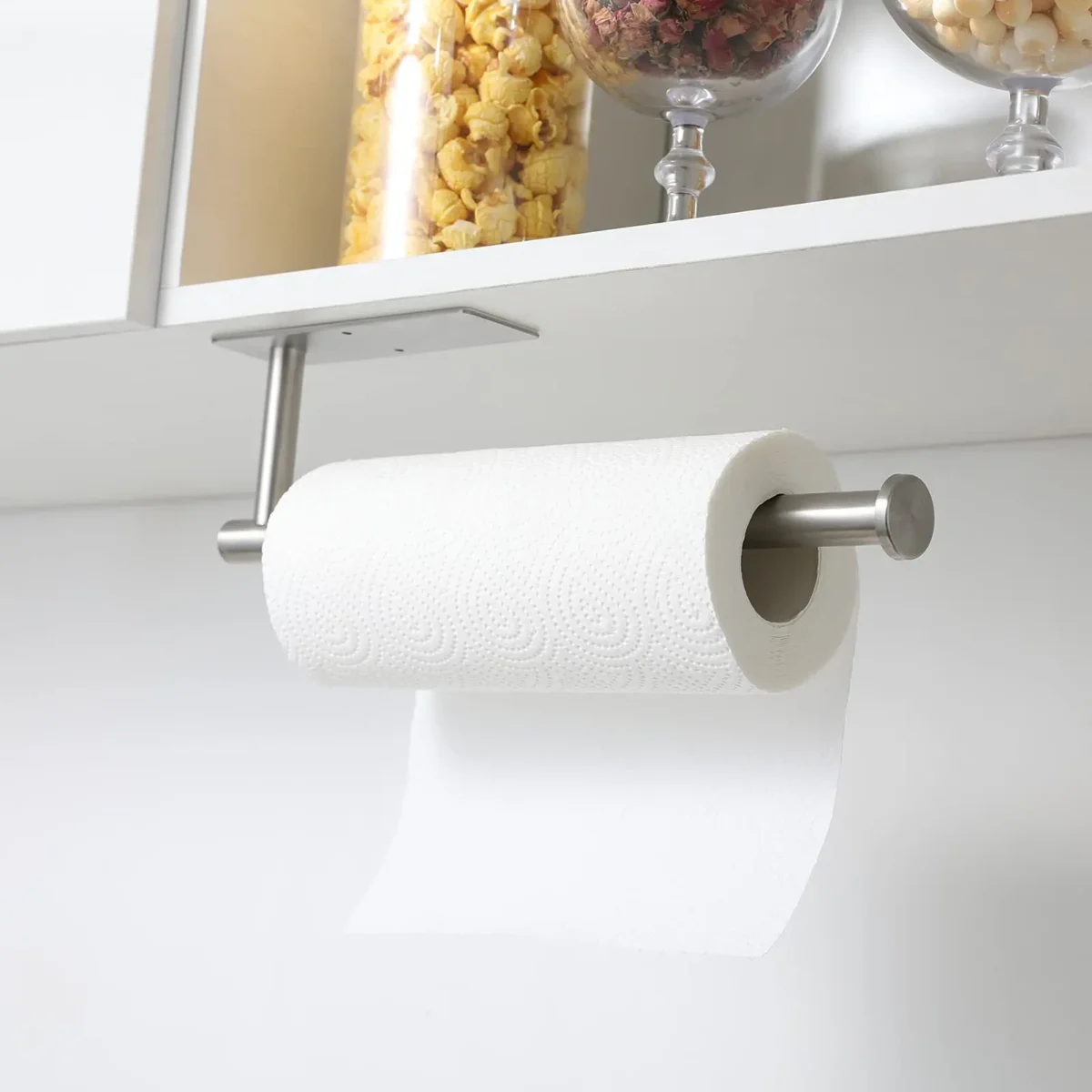 Stainless Steel Non-perforated Shelf Paper Towel Rack Kitchen Cling Film Storage Rack Wall-mounted Bathroom Roll Paper Rack - Image 1