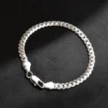 925 Sterling Silver Bracelet 6mm 18/20cm Flat Side Chain Lobster Clasp For Woman Man Wedding Engagement Jewelry - Image 6