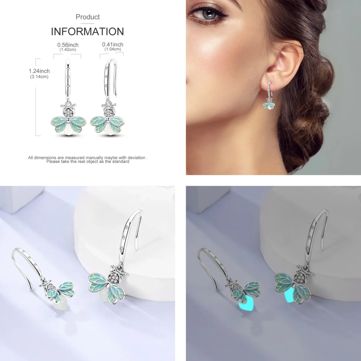 925 Sterling Silver Butterfly Zircon Earrings Rose Flower Stud Heart Print Animal Earrings Fashion For Women Gift Jewelry - Image 4