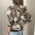 Jocoo Jolee Women Elegant Zipper Bomber Jacket Spring Autumn Floral Printed Jackets Office Wear Slim Office Coat Retro Outwear - - Image 2