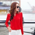 Long Sleeve Shirt Women Autumn Clothing Fashion Slim Chiffon Blouse V Neck Korean Elegant Ladies Office Shirts White Red - Image 4