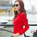 Long Sleeve Shirt Women Autumn Clothing Fashion Slim Chiffon Blouse V Neck Korean Elegant Ladies Office Shirts White Red - Image 3