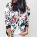 Jocoo Jolee Women Elegant Zipper Bomber Jacket Spring Autumn Floral Printed Jackets Office Wear Slim Office Coat Retro Outwear - - Image 4