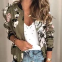 Jocoo Jolee Women Elegant Zipper Bomber Jacket Spring Autumn Floral Printed Jackets Office Wear Slim Office Coat Retro Outwear -