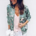 Jocoo Jolee Women Elegant Zipper Bomber Jacket Spring Autumn Floral Printed Jackets Office Wear Slim Office Coat Retro Outwear - - Image 5