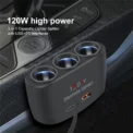 3 in 1 Dual USB Socket 120W Car Cigarette Lighter Splitter 12V 24V Fast Charger Plug Phone Power Adapter for Car DVR GPS Dashcam