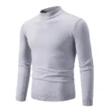 New Sweatwear Men's Half Neck Basic Solid Color Sweaters Round Neck Elastic Pullovers Warm Autumn Knitted Oversized Sweater Men - Image 4