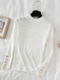 2025 women thick sweater pullovers khaki casual autumn winter button o-neck chic sweater female slim knit top soft jumper tops - Image 5